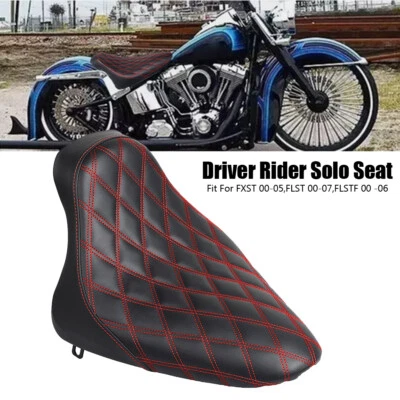 Assento solo balde de bumbum motorista costura preto + vermelho para Harley Night Train FXSTB - Imagem 1 de 4
