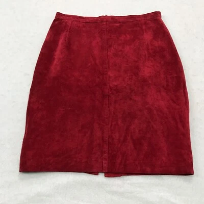 Saia de Camurça Vintage Coleção Esprit Feminina Junior 13 Couro Boho Ocidental Vermelho - Imagem 1 de 4