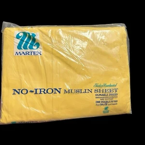 Martex Yellow Full Double Fitted Sheet For 54x76” No Iron Muslin Boho Bold - Picture 1 of 5