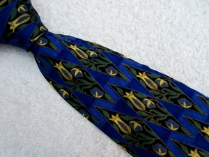 BLUE GOLD FLORAL 3.75 INCH silk NECKTIE TIE TIE RACK - Imagen 1 de 5