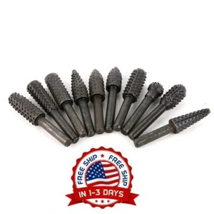 10Pcs Rotary Burr Set Head Tungsten Carbide Burrs 1/4'' Shank Die Grinder Bit US - Imagen 1 de 8