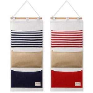2 Pcs Fish Extenders Cruise Gifts Hanging Organizer with 3 Pockets Linen Cotton - Picture 1 of 7