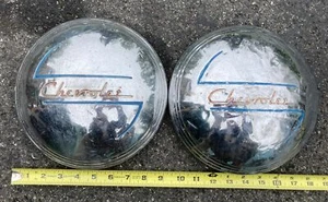 VINTAGE CHEVROLET 8” BABY MOON DOG DISH HUBCAPS 1940’s? SCARCE & HARD TO FIND! - Picture 1 of 7
