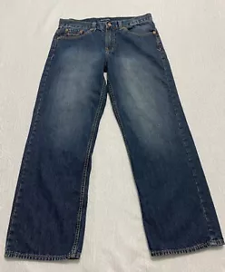 US Polo Assn Y2K Wide Leg Men's Jeans Size 34x28 Blue Straight - Picture 1 of 11