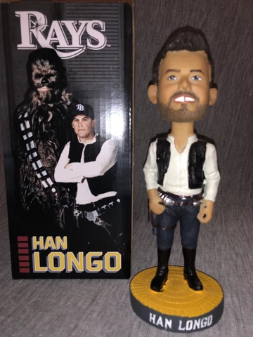 Han Longo Tampa Bay Rays Star Wars Night Bobblehead SGA New in Box Evan Longoria Cover