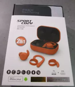 SPORT COZY MS-T20 1 wasserdichte kabellose Kopfhörer Android oder iOS orange NEU - Picture 1 of 5
