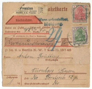 Deutsches Reich Inflation, Nachnahme-Paketkarte, Lyra-Fahrrad Klaaßen, Prenzlau - Bild 1 von 2