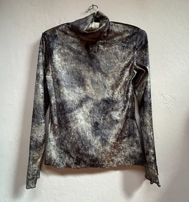 Blusa Bogner Top Feminina Tamanho 8 Manga Longa Decote Simulado Preta Marrom Camisa - Imagem 1 de 4