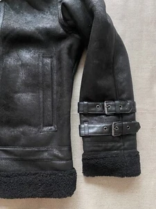 ❤️ZARA MENS FAUX LEATHER DOUBLE COLLAR AVIATOR JACKET BLACK SIZE S RARE⭐️⭐️⭐️ - Picture 1 of 20