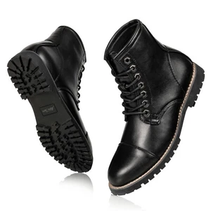 Botas de vestir informales negras para hombre con cordones punta de gorra de moda - Imagen 1 de 7