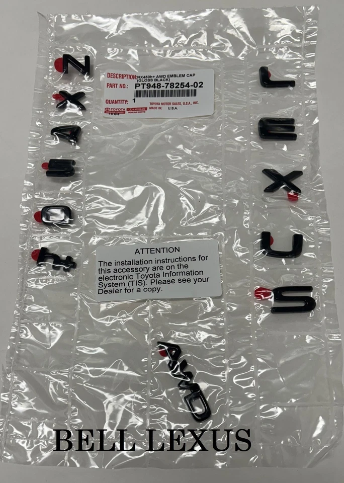 LEXUS OEM FACTORY BLACK EMBLEM OVERLAYS 2024-2025 NX450H+ PT948-78254-02 - Image 1 of 1