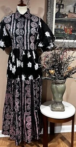 Busayo Olola Puff Sleeve Tiered Skirted Midi Dress Size S - Picture 1 of 16