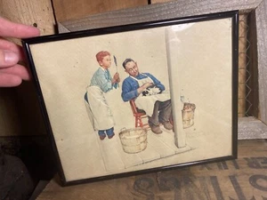 Vintage Norman Rockwell Embossed Framed Print ~ Swatter's Rights - Picture 1 of 3