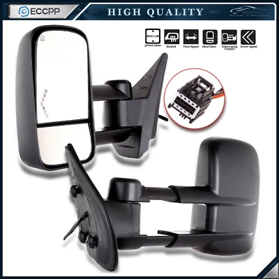 Power Heated LED Signal Tow Mirrors For 07-13 Chevy Silverado 1500 2500HD 3500 — 第 1/4 张图片
