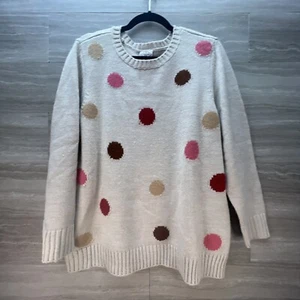 St. John's Bay Womens Crew Neck Polka Dot Pullover Knit Sweater Size 0X Preowned - Picture 1 of 7