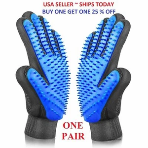 Pet Hair Remover Glove Brush Dog Cat Grooming Massage Soft Bath Shedding Glove - Picture 1 of 3