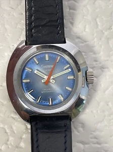 Vintage Systema Women’s Mechanical Watch Blue Incabloc #8954 Leather Running - Picture 1 of 10