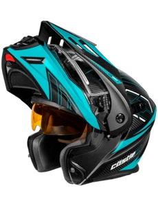 Castle X CX950 V2 Fierce Electric Snowmobile Helmet Matte Black/Turquoise M-3XL - Picture 1 of 3