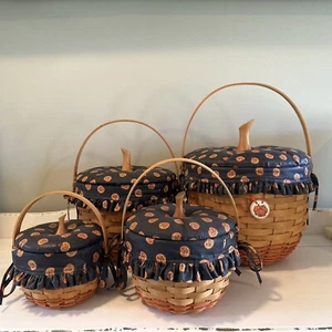 Longaberger Fall Pumpkin Basket Set Of 4 - Lids, Liners, Protectors S, M, L, XL - Picture 1 of 24