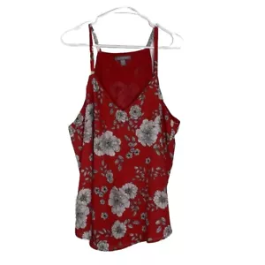 Canotta donna Peace & Pearls rossa floreale senza maniche taglie forti 1x spaghetti strap - Foto 1 di 6
