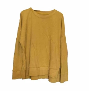 Sudadera Time and Tru Terry Amarillo Mostaza Alta Bajo Cuello Redondo Talla XL/16-18 - Imagen 1 de 9