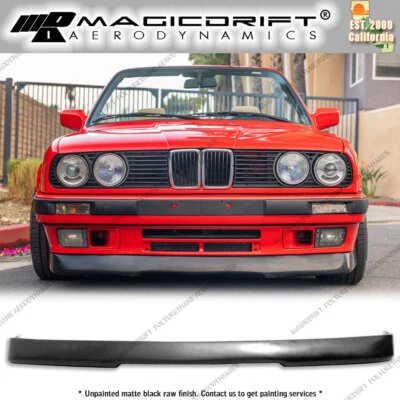 For 84-92 BMW E30 320i 325i Sedan VIP RG Style Front Bumper Lip Spoiler Black PU - Image 1 of 4
