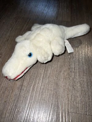 Vintage White Albino Alligator Plush mini Stuffed Animal Toy 1995 8” blue eyes - Image 1 of 4