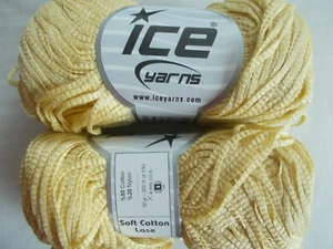 Lase Soft Cotton fashion yarn, light yellow, lot of 2 (220 yds each) - Picture 1 of 2