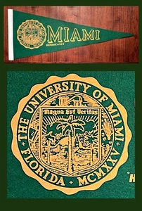 VINTAGE 1960s University of Miami Hurricanes Football Pennant! WOW! - Picture 1 of 4