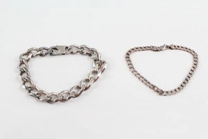 Sterling Silver Bracelets Curb Link Solid Minimalist Chunky x 2 (45g) - Picture 1 of 6