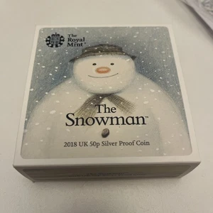 2018 Royal Mint Rare Snowman 50p Fifty Pence Silver Proof Coin with COA/Box KEW - Bild 1 von 5