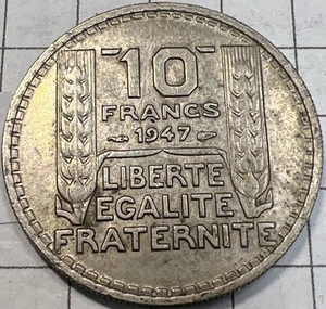 1947 France 10 Francs Coin - Copper-Nickel - Designed by Pierre Turin - Picture 1 of 5