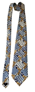 Corbata de colección Burberrys Repp salvavidas náuticas remos azul blanco dorado seda EE. UU. - Imagen 1 de 14