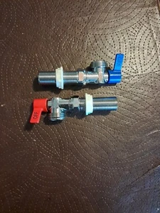 Set Waschmaschine Absperrventile, 1/2" MIP x 3/4" MHT, blau & rot NEU - Bild 1 von 4