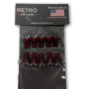 Confezione 10 Lampadine di Ricambio Flipper LED 6,3 Volt AC, 555 Base Cuneo Trasparente T10 Rosso - Foto 1 di 2