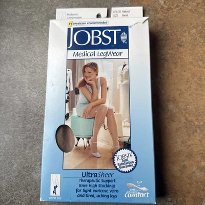 JOBST UltraSheer  15-20 mmHg Moderate Compression Knee Highs OT Natural SMALL - Image 1 of 4