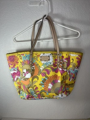 Kate Spade | Sydney Paisley Yellow Pink Blue Canvas Double Handle Large Tote Bag - Image 1 of 4
