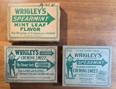 Goma Wrigley's de colección años 30 menta verde como nueva 3 cajas sin abrir. Canadá. Londres. Foto 1 de 4