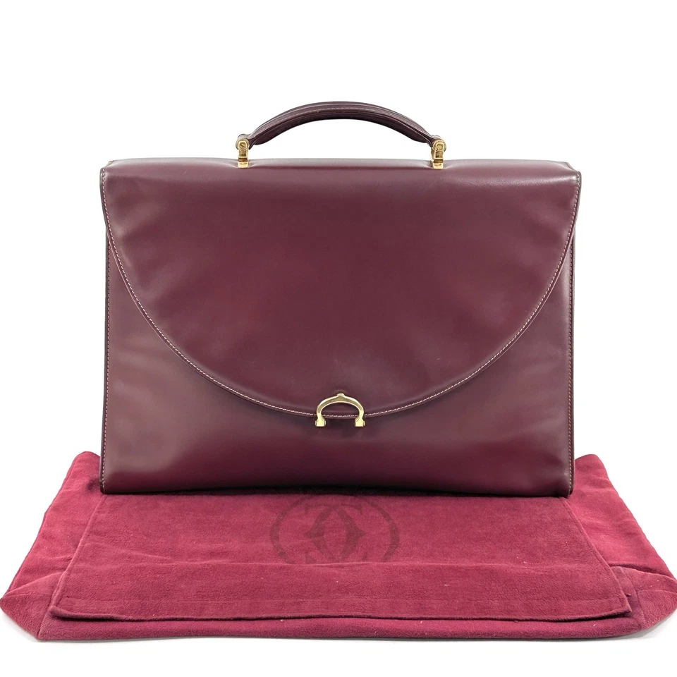 Auténtico maletín Cartier bolso de negocios estuche de documentos cuero rojo burdeos Foto 1 de 4