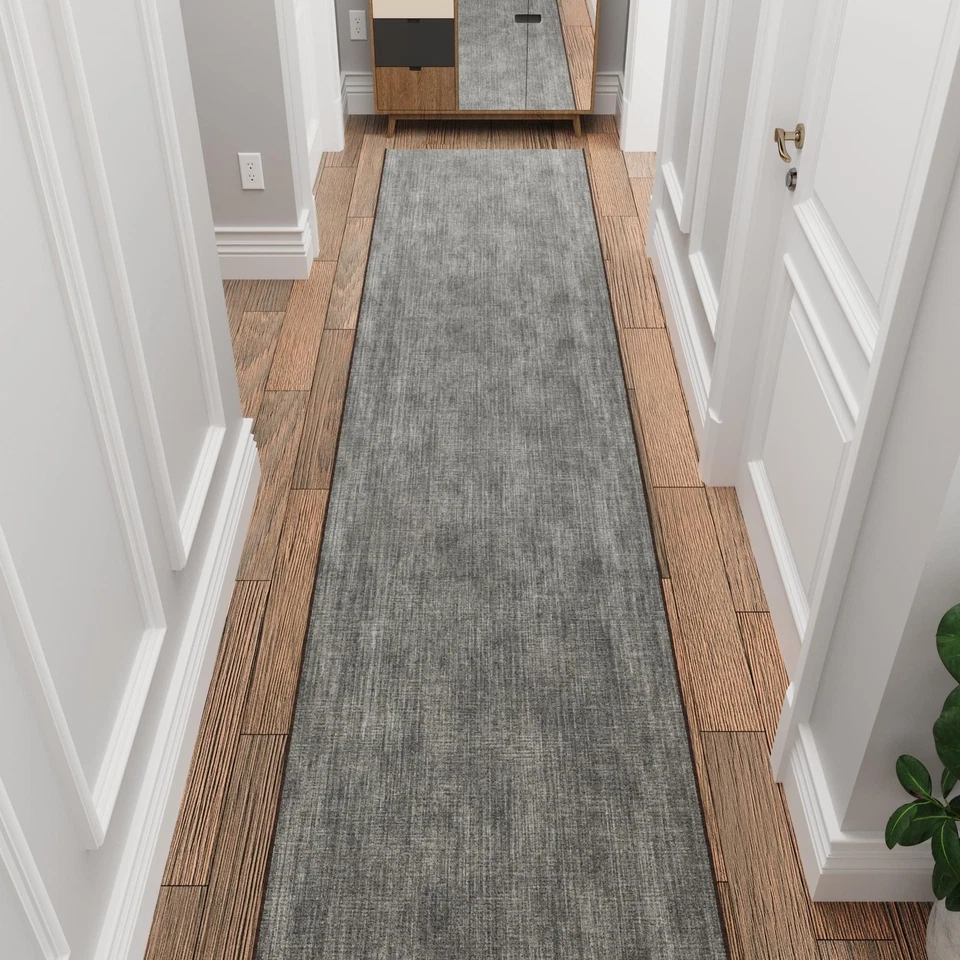 2'7" x 24' Custom Size Runner Rug – Non-Slip Thin Pile Hallway Carpet – Stain... - Image 1 of 4