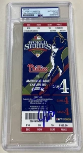 2008 World Series Game 4 Signed Ticket Jayson Werth HR Chase Utley PSA/DNA - Picture 1 of 2