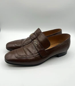 Gucci Mocassini Scarpe GG Horsebit Pelle Marrone Uomo UK Taglia 11 - Foto 1 di 8