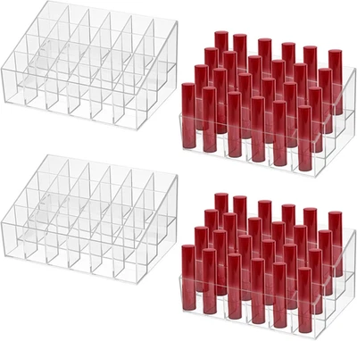 Organizador de 4 piezas con soporte para lápiz labial acrílico de 24 ranuras organizador de maquillaje estuche Foto 1 de 4