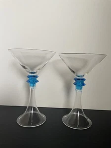 Vintage Martini Glasses-2 Limited Edition Bombay Sapphire Collection Clear/Blue - Picture 1 of 5