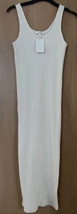 H&M Cream Ribbed Bodycon Dress Size M - Picture 1 of 7