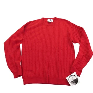 Pronto Moda Mens Red 100% Merino Wool Cable Knit Crew Neck Sweater Med NWT - Picture 1 of 8