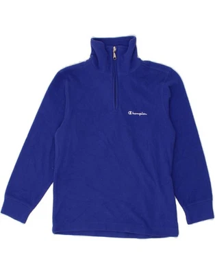 CHAMPION Boys Zip Neck Fleece Jumper 7-8 Years Small Blue Polyester BN24 - Image 1 of 3
