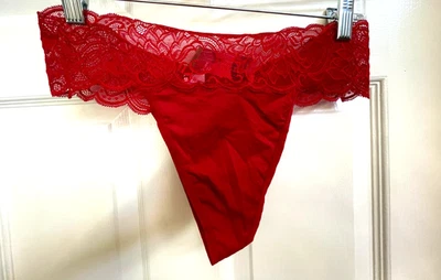 MAIDENFORM ROJO LUJOSO ENCAJE TANGA PANTY, TALLA L/7 DMESLT Foto 1 de 3
