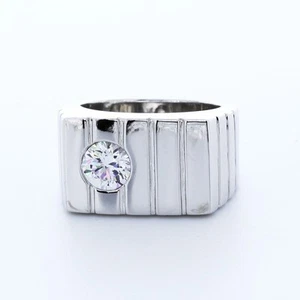 Anillo para hombre de oro de 18k certificado diamante extraído tierra brillante redondo D SI1 1 quilate - Imagen 1 de 7