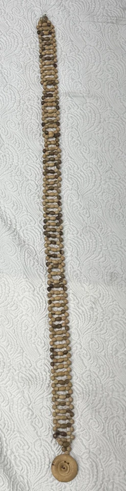 Vintage Woman’s Bohemian Wooden Beaded Linked Woven Pattern Belt (M/L) - Image 1 of 4